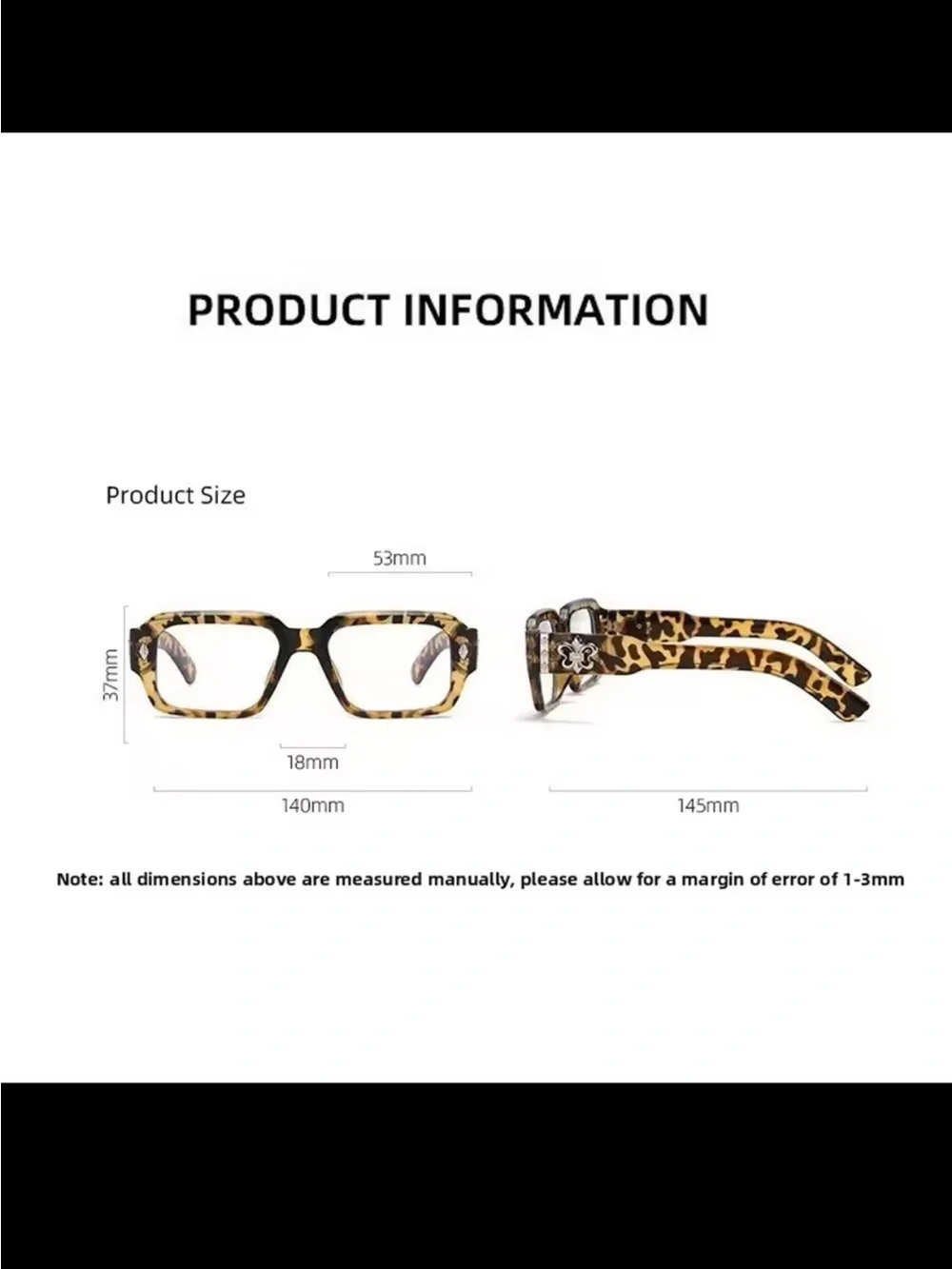 Leopard Print Square Women's Fashion Glasses with Silver Accent